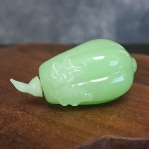 Antique Chinese Green Peking Glass Eggplant Shaped Snuff Bottle